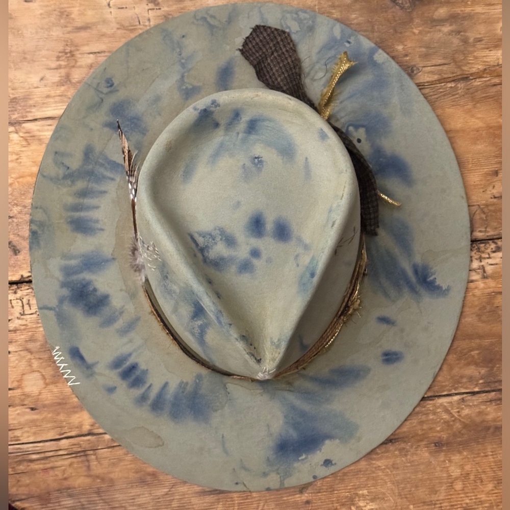 New Teressa Foglia tie-dye 100x Beaver Felt Flat Hat  7 56 Kemosabe Nick Fouquet - Picture 3 of 5